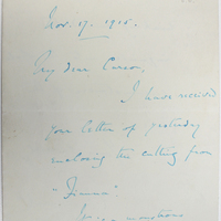 Letter from Harold Tennant to  Edward Carson, 17 November 1915