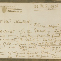 Picture Postcard from Roger Casement to Robert Monteith, 23 February 1916.