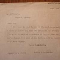 Letter from Thomas Kirkpatrick to Dr. J. O&#039;Beirn, 10 December 1917