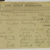 Telegraph from the Prison Warden of Frongoch to Sir Robert Chalmers, 13 July 1916