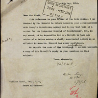 Letter from Sir Samuel Murray Power to William Field, 4 May 1916