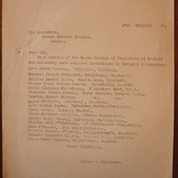 Letter from Thomas Kirkpatrick to the Registrar of the Branch Medical Council, 17 December 1917