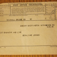 Telegraph from Geraldine Lennox to Hanna Sheehy Skeffington, 15 May 1916