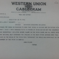 Cablegram from John Dillon to John P McGoorty, 20 May 1916