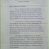 Letter from the Limerick City Regiment of the Irish Volunteers to Bishop E. T. O&#039;Dwyer, 14 September 1916