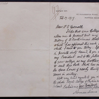 Letter from Norman Moore to Joseph Francis O&#039;Carroll, 17 February 1919