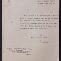 Letter from J. J.  Healy, Secretary, Office of Public Works,  to Thomas Kirkpatrick, 27 July 1918