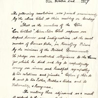 Letter from Garret Hayes, Secretary, Glin Sinn Féin Club to Gregory Ashe, 2 October 1917