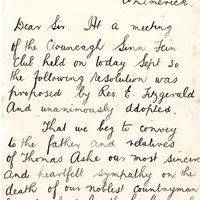 Letter from Clouncagh Sinn Féin Club to Gregory Ashe, 30 September 1917