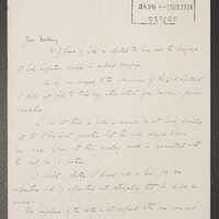 Letter from the Lord Chancellor&#039;s Office to Augustine Birrell, 1 March 1916.