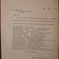 Letter from Thomas Kirkpatrick to the Registrar of the Branch Medical Council, 2 July 1917