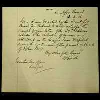 Letter from L.S. Smith to the Executive Sanitary Officer, 3 March 1916