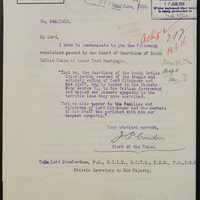 Letter from J.B. Condon to Arhur John Bigge, the Lord Stamfordham, 9 June 1916