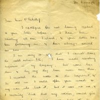 Letter from Kenneth Healings to Anna O&#039;Rahilly, 1916