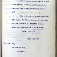 Letter from Patrick Carey to P.J. Cahill, 18 November 1915