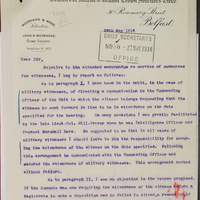 Letter from John R. Moorhead to Sir Robert Chalmers, 27 May 1916