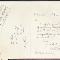 Letter from W. R. Dawson to the Under Secretary, 2 February 1916