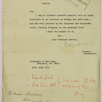 Letter from Col. F.A. Heygate Lambert to Sir Robert Chalmers, 27 July 1916