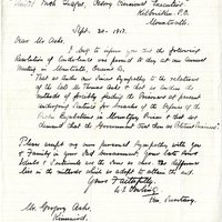 Letter from W.J. Orwling, Honorary Secretary, Ossory District Executive UIL to Gregory Ashe, 30 September 1917  