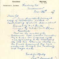 Letter from S. Desmond, Secretary, Irish National Teachers' Association, to Gregory Ashe, 26 October 1917