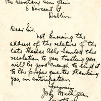 Letter from John Mulligan, Secretary, Newbliss Monaghan Sinn Féin Club to Gregory Ashe, 30 September 1917 