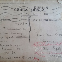 A postcard from Patrick Pearse to Mary Ita McEvoy, 24 February 1916