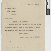 Letter from Stopford &amp; Turner to R. Lecky, 1 July 1916