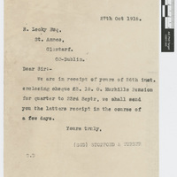 Letter from Stopford &amp; Turner to R. Lecky, 27 October 1916