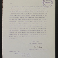 Letter from the Resident Medical Superintendant, Killarney, to James Smith, 26 February 1916.