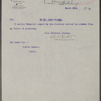 Letter from Maurice McCartie to the Under-Secretary, Dublin Castle, 26 March 1916