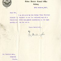 Letter from Galway Urban District Council to Patrick Ashe, 10 October 1917