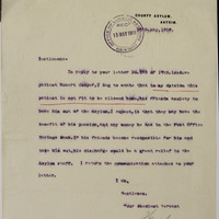 Letter from J. Graham to W. R. Dawson, 15 May 1916.