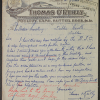 Letter from Thomas O’Reilly to Robert Chalmers, 21 June 1916