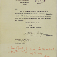 Letter from J. T. Burns to Sir Robert Chalmers, 23 July 1916