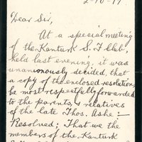 Letter from D.J. Lyons, Honorary Secretary, Kanturk Sinn Féin Club to Gregory Ashe, 2 October 1917