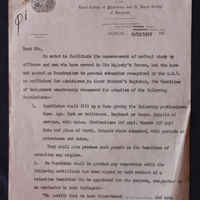 Letter from Alfred Miller, Secretary, Conjoint Board in Ireland Royal College of Physicians and Royal College of Surgeons, to Thomas Kirkpatrick, 6 December 1918