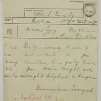 Telegraph from Frongoch to Sir Robert Chalmers, 20 July 1916