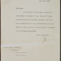 Letter from J.B. to Hoey &amp; Denning, 10 May 1916