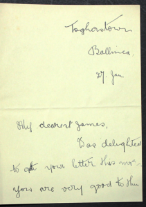 Letter from James Finn to May Fay, 27 January 1916