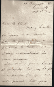 Letter from Kathleen Clarke to Fr Albert Bibby, 7 October 1916. Image courtesy of the Irish Capuchin Provincial Archives.