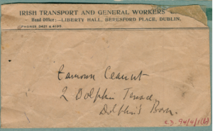 Letter from James Connolly to Éamonn Ceannt, 23 April 1916. Image courtesy of the Military Archives.