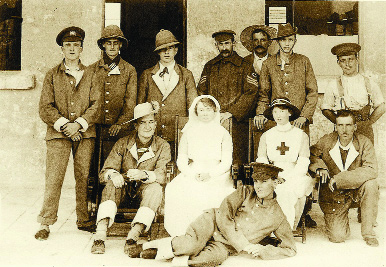 Marie Martin (with red cross on her uniform) in Malta, January 1916. (MMM Image Archive)