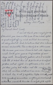 Letter from Alfred Gerald Crofton to Lady Clonbrock, 1 October 1916 | Image: National Library of Ireland