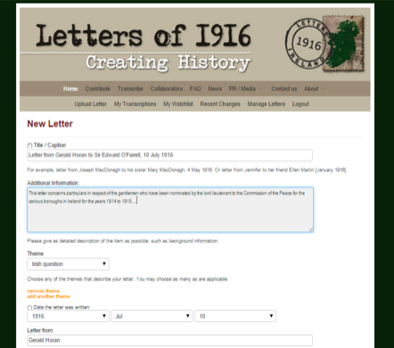 contribute | Letters of 1916 