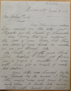 Letter from Denis Hurley to his brother