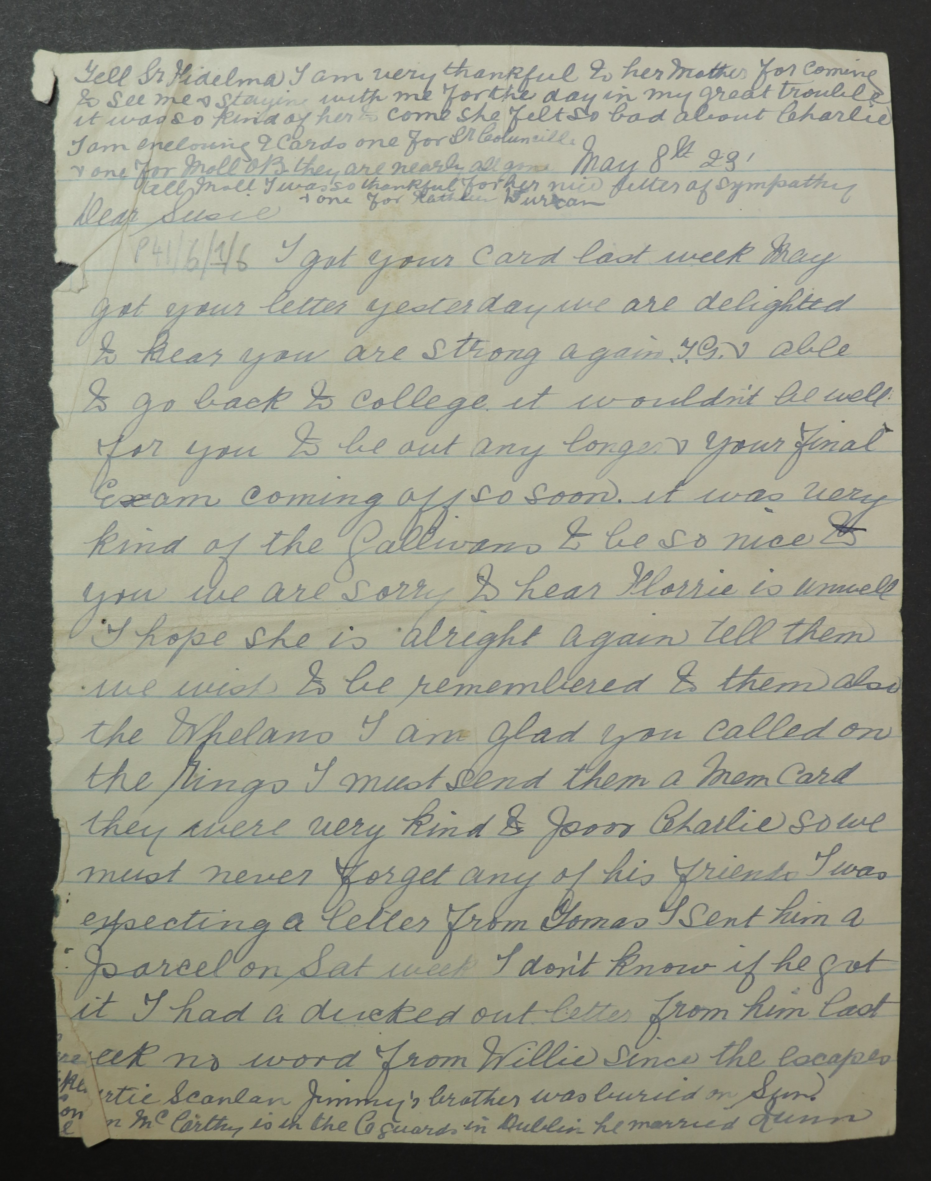 Ellen Daly to her daughter Susan Daly, May 8th 1923